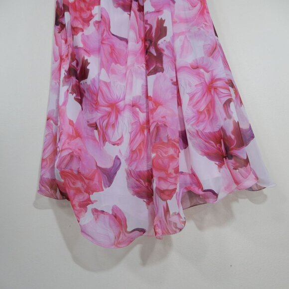Mac Duggal Floral One Shoulder Flowy Mini DRESS Size 2 XS Pink Chiffon NEW $398 - Picture 14 of 15